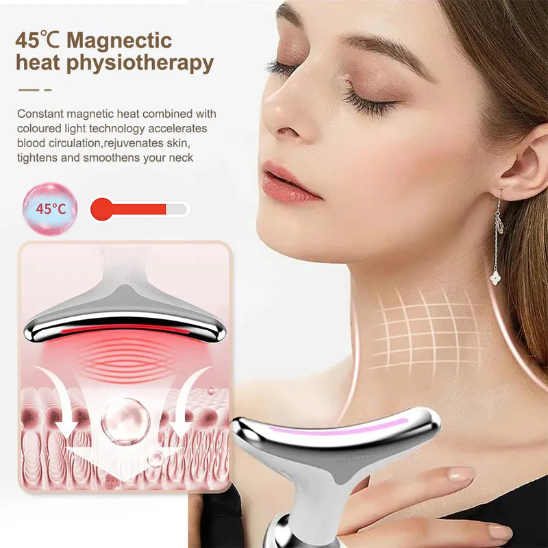 Massageador Rejuvenescedor com LED para Rosto e Pescoço